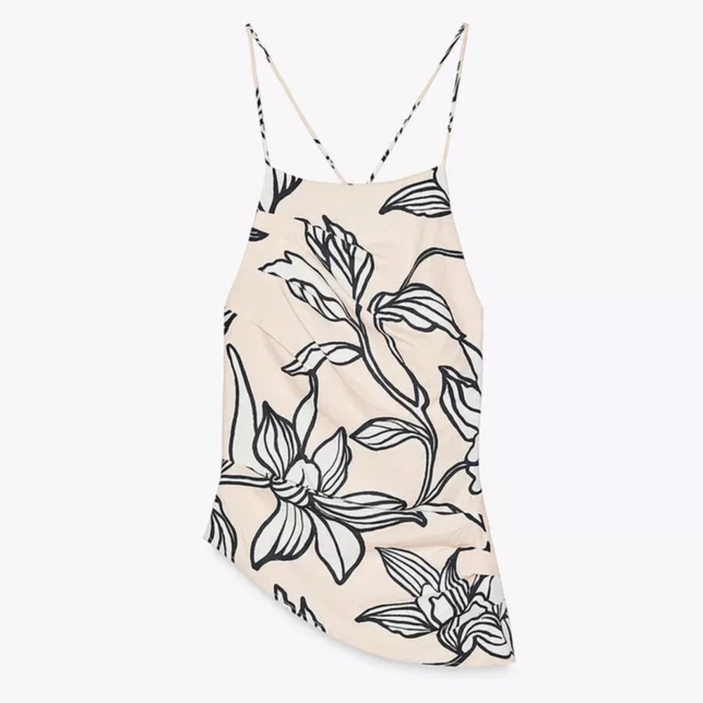 Zara Open back linen top NWT